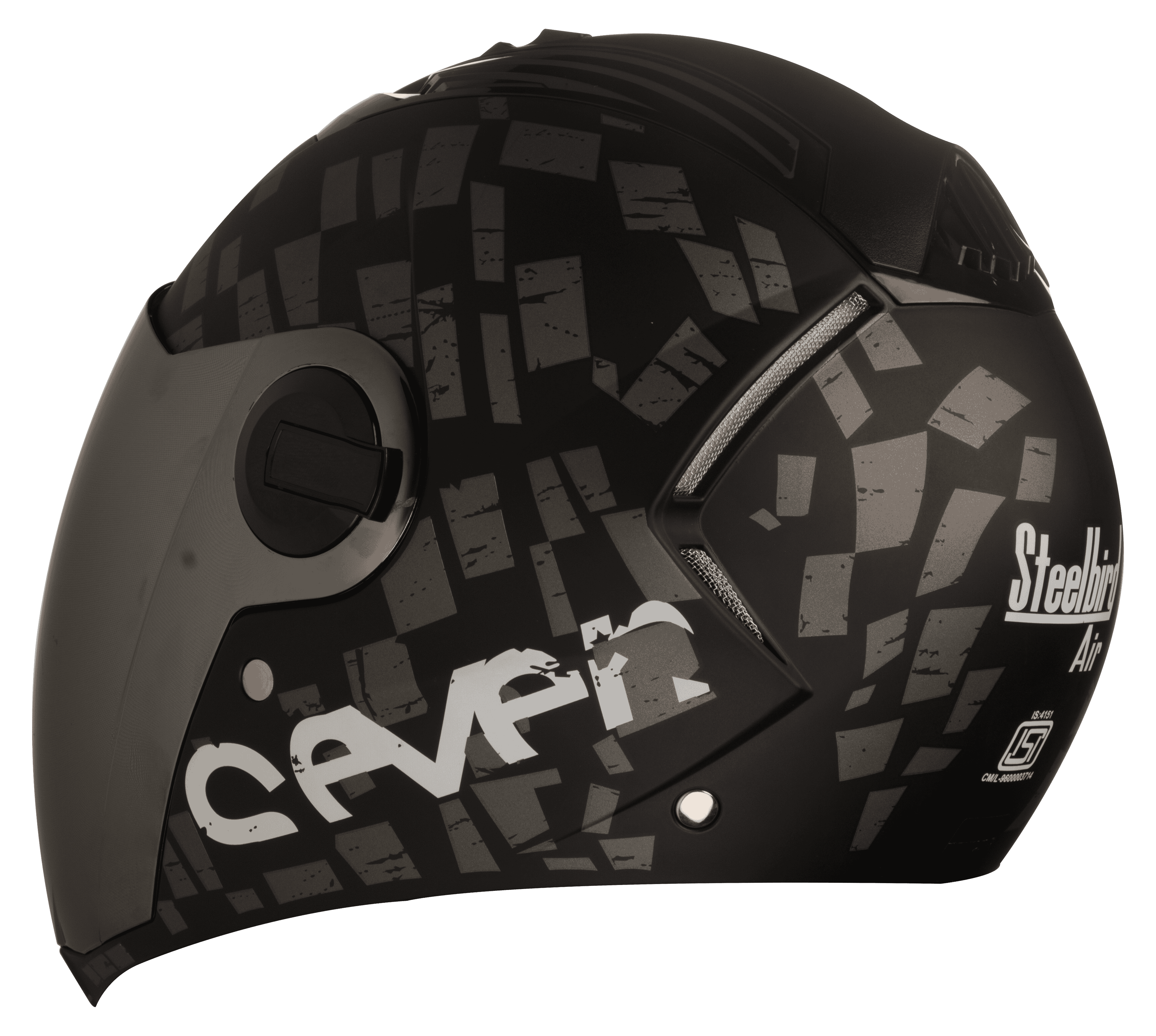 SBA-2 Seven Mat Black With Grey ( Fitted With Clear Visor  Extra Silver Chrome Visor Free)